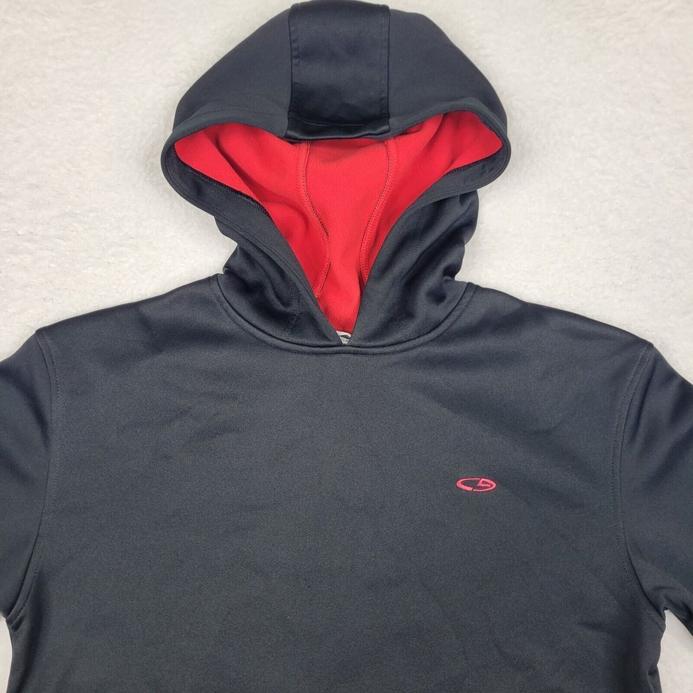 VTG Champion Hoodie Mens Large Black Fleece Sweatshirt‎ Long Sleeve Pullover Y2K - Picture 2 of 10